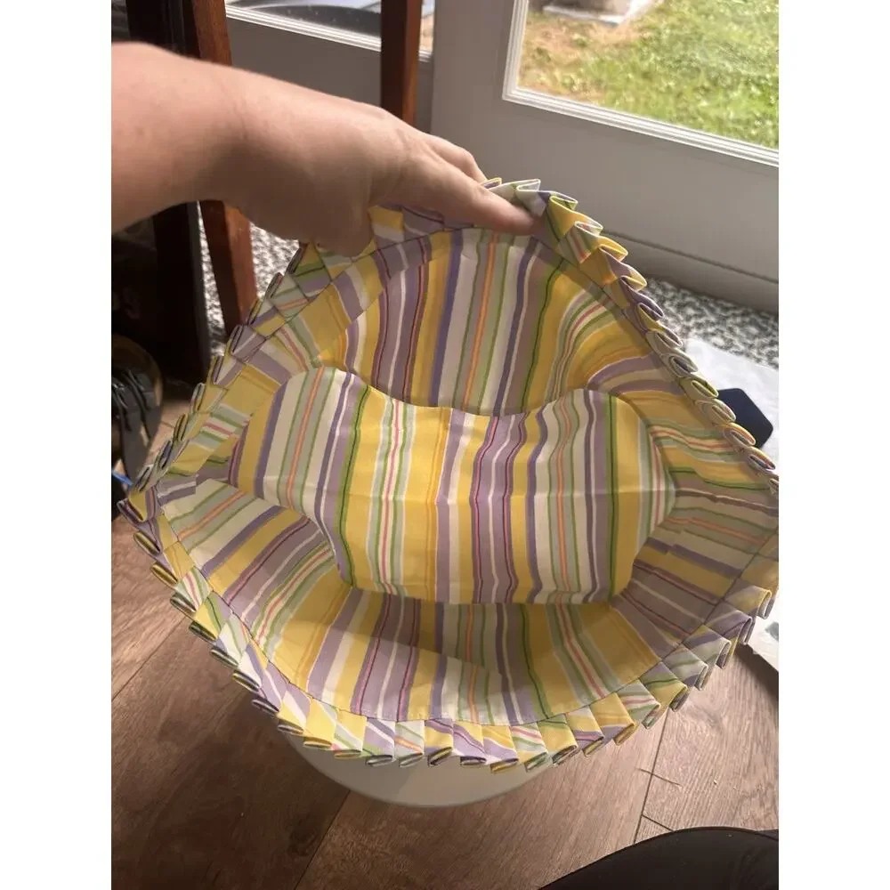 Vintage Longaberger 2007 Easter Basket Liner In Easter Stripe New Pastel